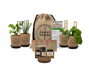Indoor Herb Garden Starter Kit: Heirloom Basil, Cilantro, Parsley, Oregano