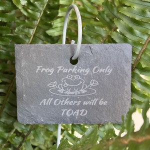 Frog Parking Funny Slate Plant Marker for Indoor and Outdoor Use: Add Some Humor to Your Plant Collection