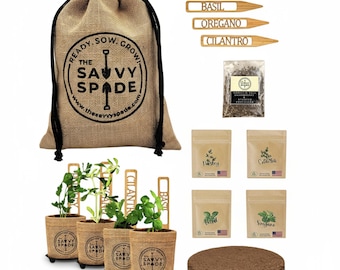 Heirloom Herb Garden Kit: Basil, Cilantro, Parsley, Oregano - USA Made