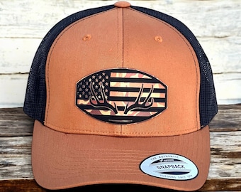 Custom American Antlers Hunting Hat Richardson 112 and Yupoong