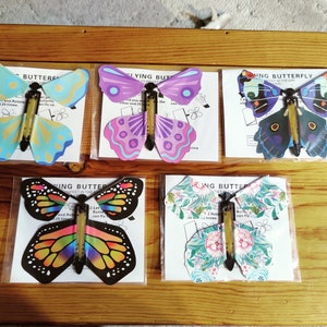 10 PCS Magic Wind Up Flying Butterfly Surprise Box, Explosion box in the  Book Rubber Band Powered Magic Fairy Flying Toy, Birthday Greeting Card  Surprise Gift 