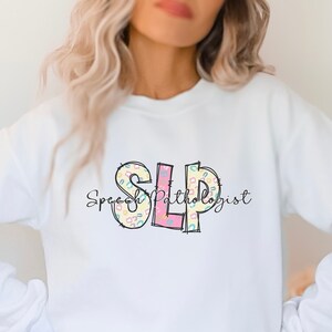 SLP Sweatshirt for Speech Language Pathologist Shirt for Speech Pathologist Grad Gift for Language Pathologist Crew Neck Sweatshirt for SLP