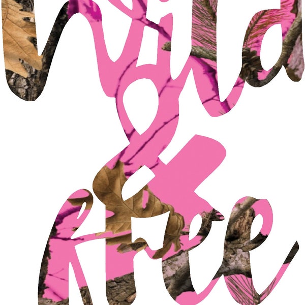 Wild and Free Neon Pink camo sticker decal