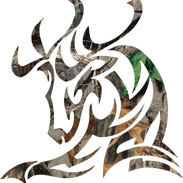 Camo Trible Deer head sticker decal