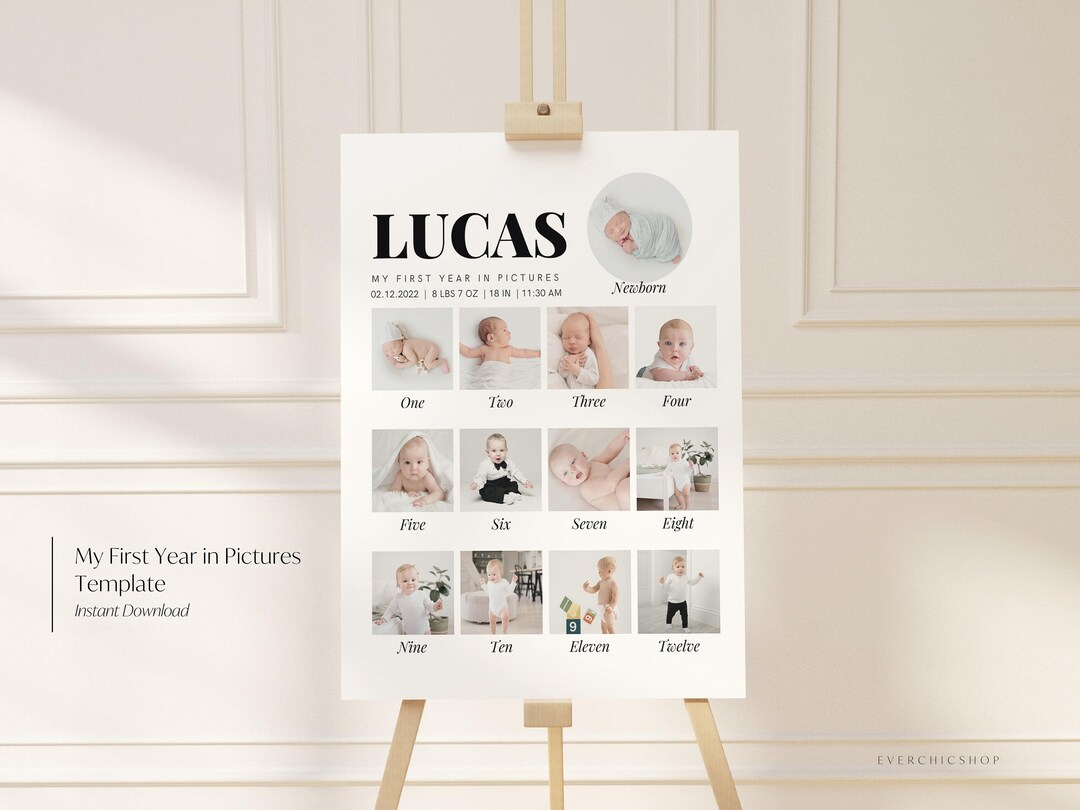 Editable First Year in Pictures Template Milestone Birthday - Etsy