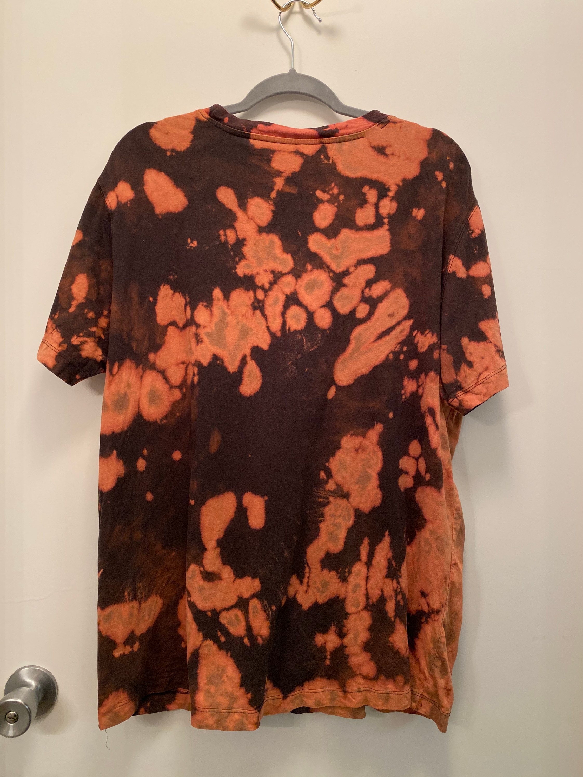 Fall Black & Orange Bleach-dyed Thrifted T-shirt large | Etsy UK