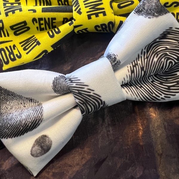 Fingerprints Bow Tie: True Crime Neckwear, Adjustable Clip-On
