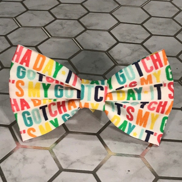 It’s My Gotcha Day Bow Tie, People and Pet Bow Ties, Elastic Bow Ties, Cat Collar Bows, Dog Neckwear, BowtifulDreamer