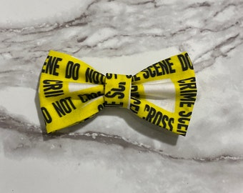 True Crime Bow Tie, Police Tape Adjustable, Clip On Bow Ties, Crime Shows Pet Bow Ties, Military Police, Support LEOs, k9 Bow Ties