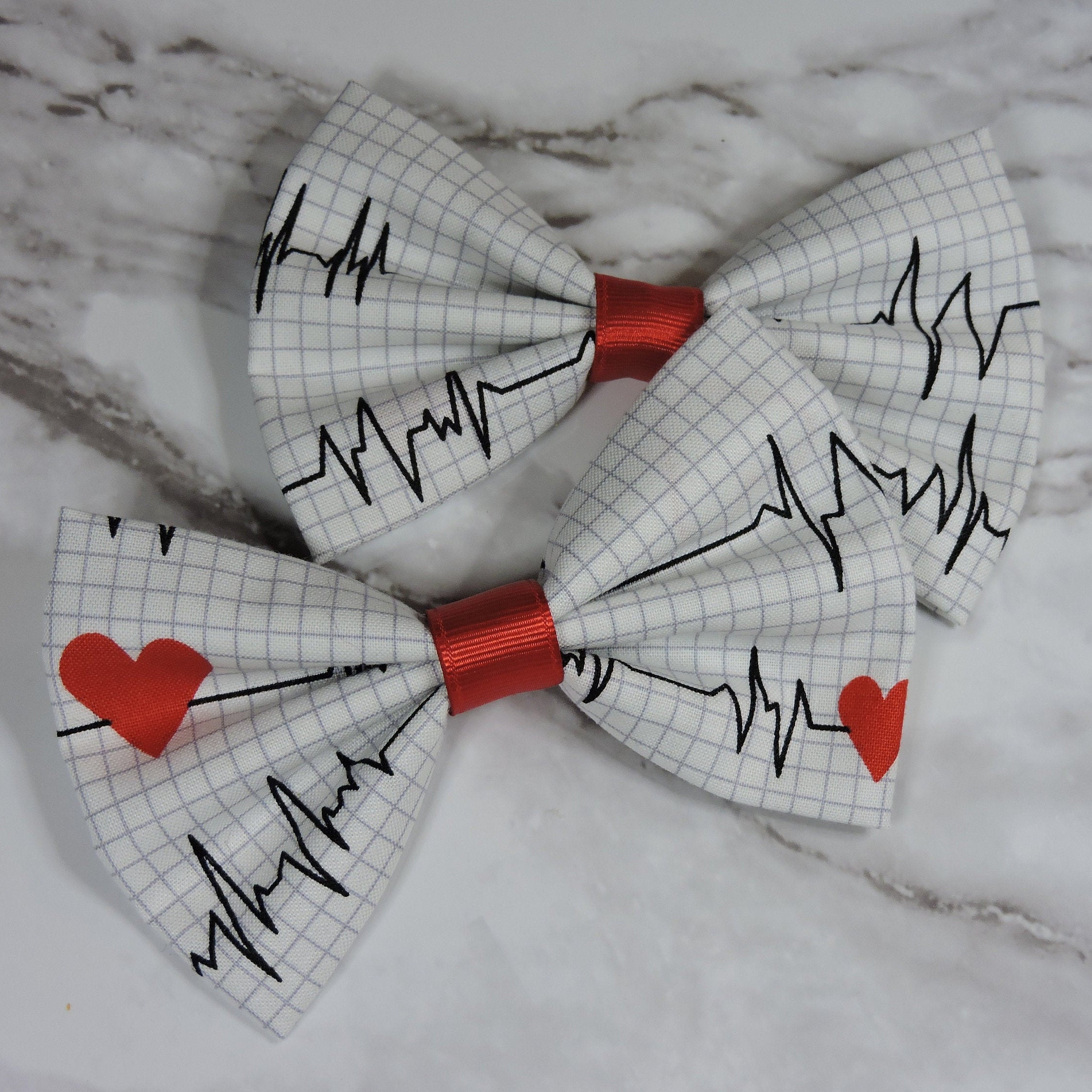 Heartbeat Hair Bow, Lanyard Clip Bow, Pet Bows, Nurses, Doctors, Medical Field Gift Ideas, Healthcare Hero Gift, EKG Gift