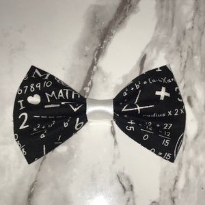 Math Hair Bow, Equations STEM Bow, Classroom Decor, School Lanyard Clip Bow, Education Bows, Pet Collar Bows, I Love School