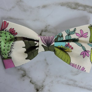 Leuke cactusprint, vlinderdas, clip, verstelbare vlinderdassen, vetplanten thema vlinderdas, strikjes huisdier, cactusbloemen, cadeau succulent minnaar