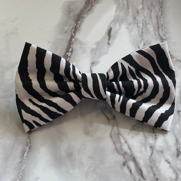 Zebra Bow Tie, Animal Print Bow Ties ~ Clip On, Adjustable, Fun Dog Bow Ties, Nature Bow Tie, Safari Party, BNW