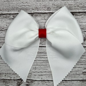 White Cheer Bow: 3&quot; Ribbon, Customizable Center