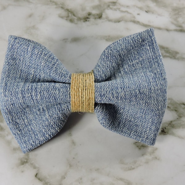 Jean Bow Tie, Rustic Country Decoration made with Jeans Country Chic Bow Tie for People and Pets, Gone Country Wedding Attire, Dog Bow Ties