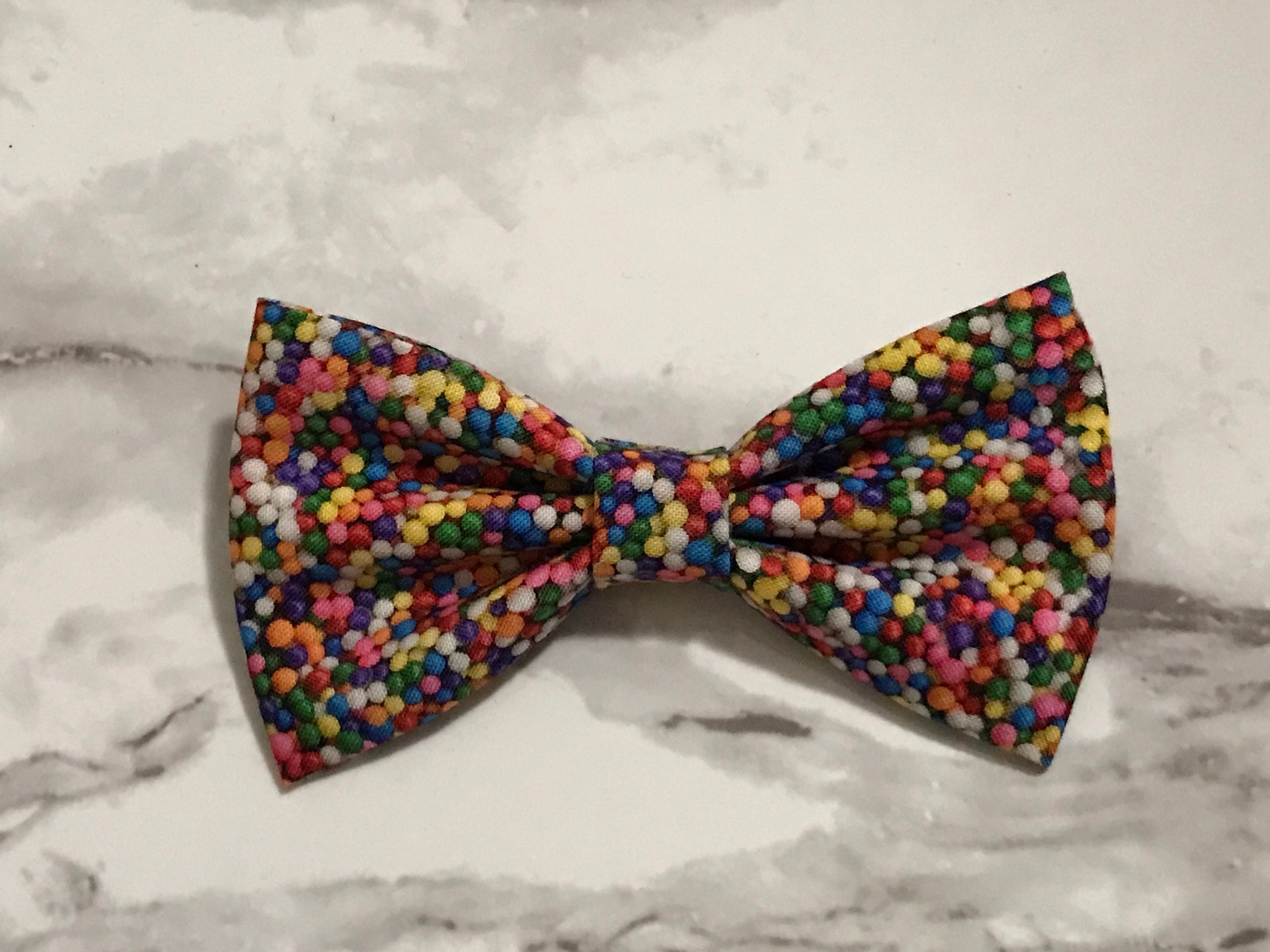 Sprinkles Bow Tie, People, Pets or Decorative Bright Bow Tie, Foodie Treats, Candy Costumes, Pet Bow Ties Elastic Collar Bow Tie, Nonpareils
