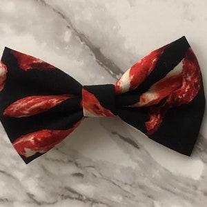 Bacon Bow Tie, Funny Ties on Adjustable Strap, Pins, Clip On or Elastic Collar Bow Ties, Cat Bow Tie, Gift for Food Lover, Piggy Dark Humor