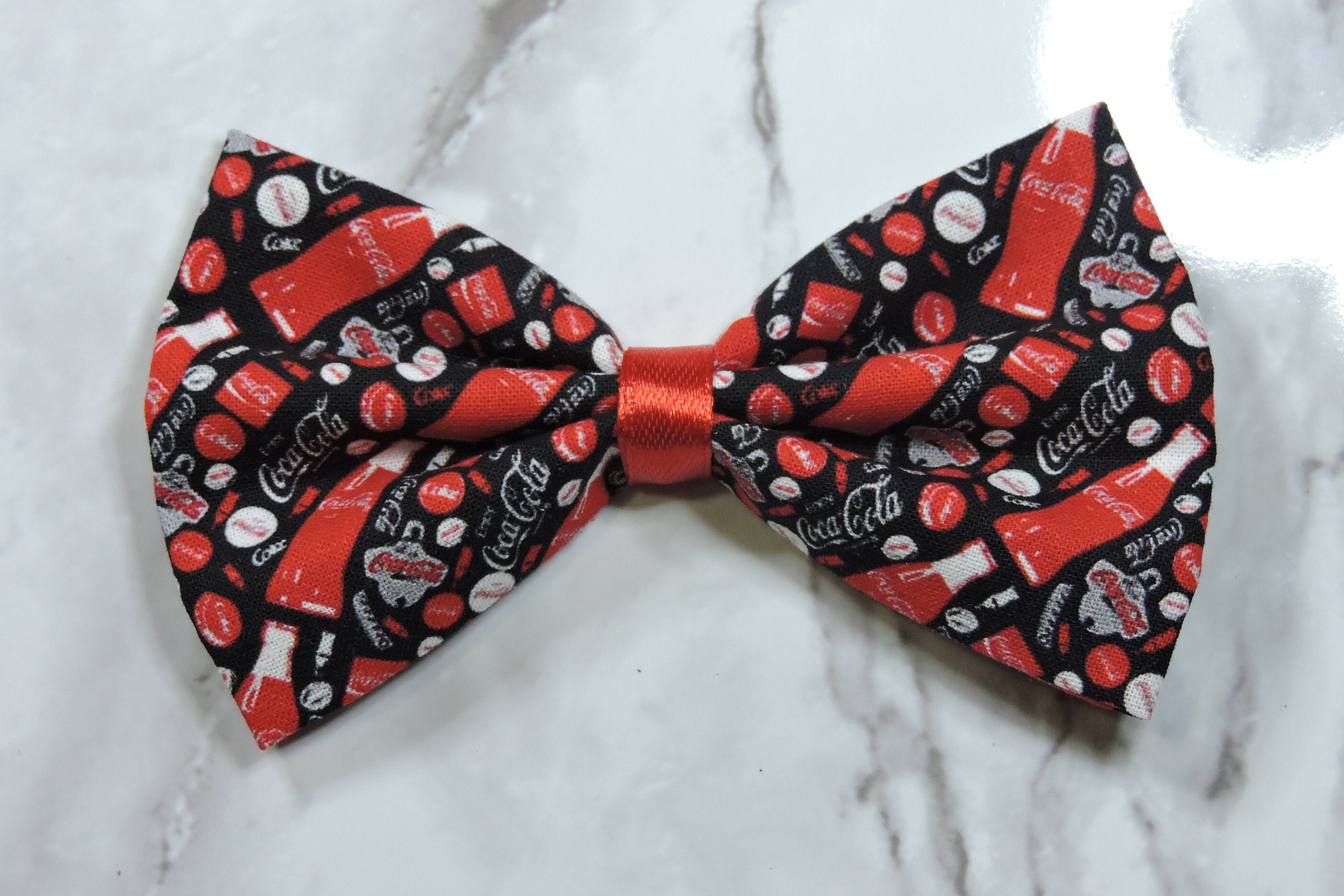 Black and Red Coca-Cola Print Hair Bow Handmade Pet Bows | Etsy