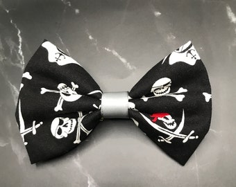Pirate Bow, Skull and Cross Bones Hair Bows or Dog Bows, Pet Collar Bows, Pirate Gifts, Walk The Plank Costume Party, Gifts for Kids