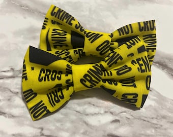 Crime Scene Tape Bow Tie, Detective Party, Clip On, Adjustable Strap, Crime Scene Decorations Funny Tie, Pet Bow Tie, True Crime Detective