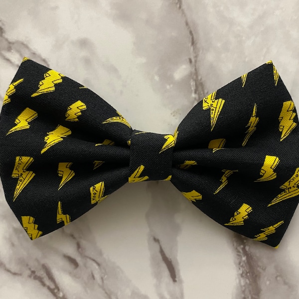 Rock On Lightning Bolt Bow Tie for People & Pets Matching Bow Ties, Groupie Gear, Rock And Roll Theme Dad Gifts For Him, Birthday Toppers
