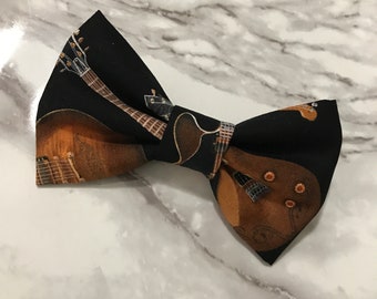 Guitar Print Bow Tie: Music Lover Gift, Pet or People