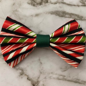 Papillon di carta da regalo, bastoncini di caramelle per le feste con clip, nastri di caramelle, papillon con cinturino regolabile per feste, papillon per regali