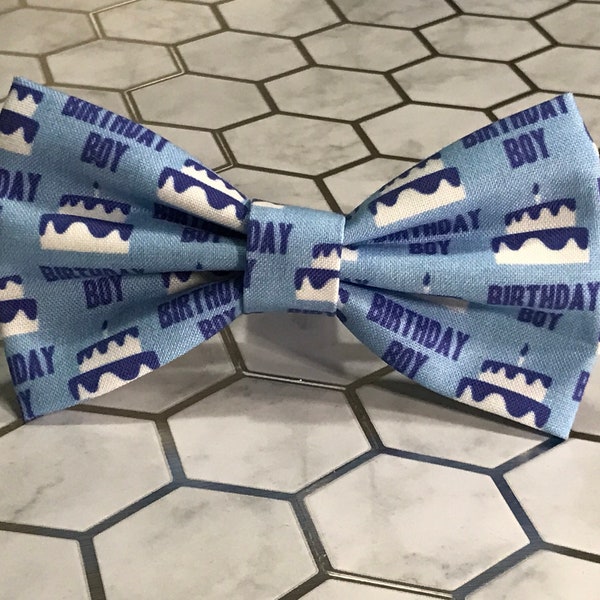 Birthday Boy Bow Tie, Pin, Adjustable or Clip On, Party Decor, People or Pets Birthday Bow Ties, Celebration Time