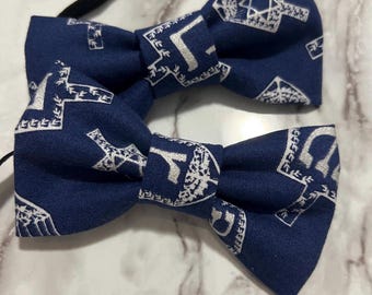 Handmade Dreidel Bow Tie, Jewish Holiday Bowtie, Menorah Print