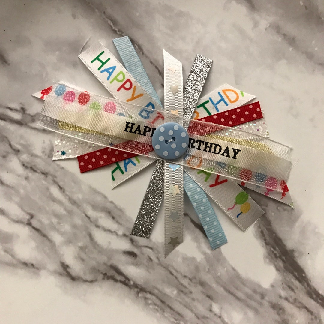Messy Ribbon Colorfull Happy Birthday Ribbons Messy Bow, Custom Order CHOOSE YOUR COLORS ...