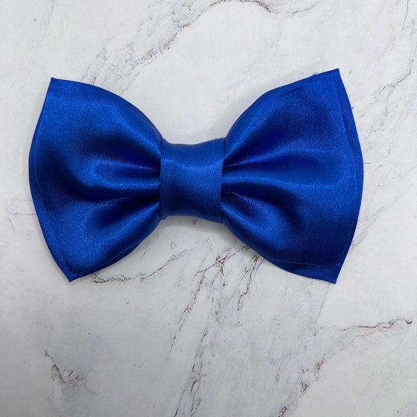 Double Royal Blue Bow Tie, Double Satin Bow Tie for People and Pets, Blue Wedding Attire, Dog Bow Ties, Doubled Bow Ties, Pet Collar Bow Tie