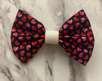 Ombré HEARTS Fabric Bow | Cute Dog Bows | Lots of Love Hair Bows ~ Broach Pins ~ Collar Bows | Cupid Gift | Be My Valentine Day Decor
