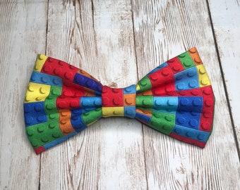 Building Blocks Bow Tie, Adjustable Strap, Clip On Colorful Bow Tie for babies to kids to adults and Pet Collar Option