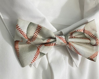 Baseball Bow Tie Clip On, Adjustable Strap, Pin On, Collar Bow Tie Sports Decor Tailgate Party, Baller Sports Party, Baseballs Pet Bow Tie