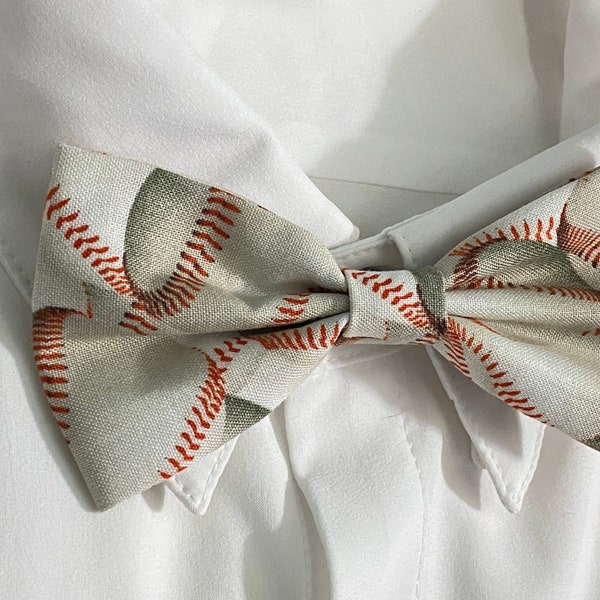 Baseball Bow Tie Clip On, Adjustable Strap, Pin On, Collar Bow Tie Sports Decor Tailgate Party, Baller Sports Party, Baseballs Pet Bow Tie