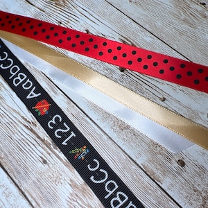 Noeud à clip pour porte-clés en ruban 123 ABC, couleurs à personnaliser pour le cordon ou le sac, décoration de tableau d'affichage pour la salle de classe, bureau Premier jour pour les enseignants Apple