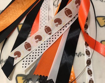Football Ribbon Keychain: Team Colors Backpack Clip, Sports Gift