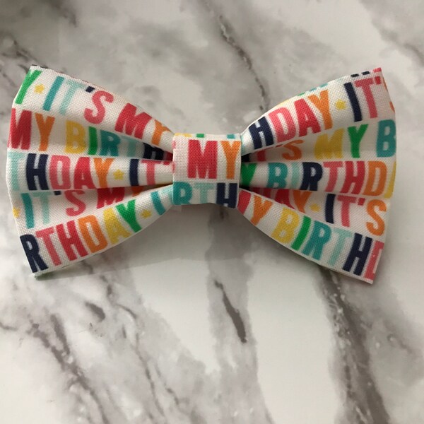 It’s My Birthday Bow Tie, Adjustable Strap, Collar, Clip On Party Bow for People, Pets or Decorative Bday