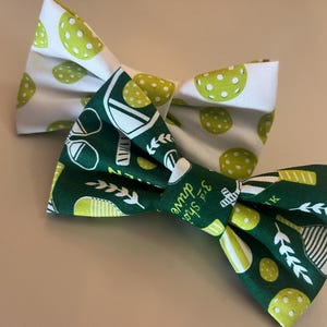 Pickleball Bow Tie, Baller Court Sport Funny Tie, Pickleballs Gear Gift Bow Ties, Collar Bow Ties for People or Pet Collar Neckwear