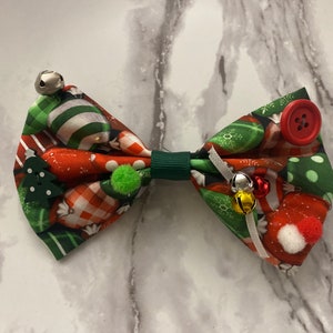 UGLY Sweater Ornaments Fabric Bow Tie, Ugly Sweater Party, Christmas Party Decor or Clip On, Adjustable Bow Ties, Tacky Tie, X-mas Gift