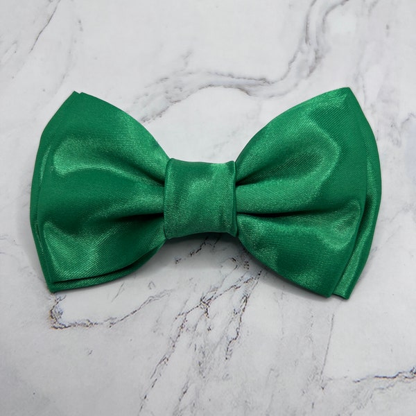 Kelly Green Bow Tie, Double Satin Bow Tie for People and Pets, Holiday Outfit, Wedding Attire, Dog Bow Ties, Doubled Bow Ties