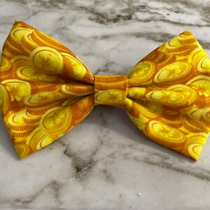 Gold Coins Bow Tie Adjustable, Pins, Clip On or Pet Collar Neckwear, Good Luck Gift St. Patricks Day, Holiday Tradition Decor or Dog Bow Tie