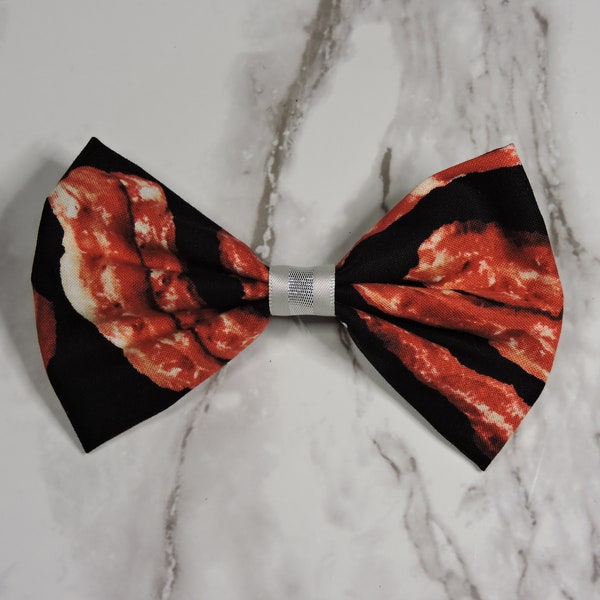 Bacon Hair Bow, Foodie Fabric Bows, Decorative Bows, Pet Bow or Collar Bows, Oink Oink, Kitchen Decor, Brunch Day