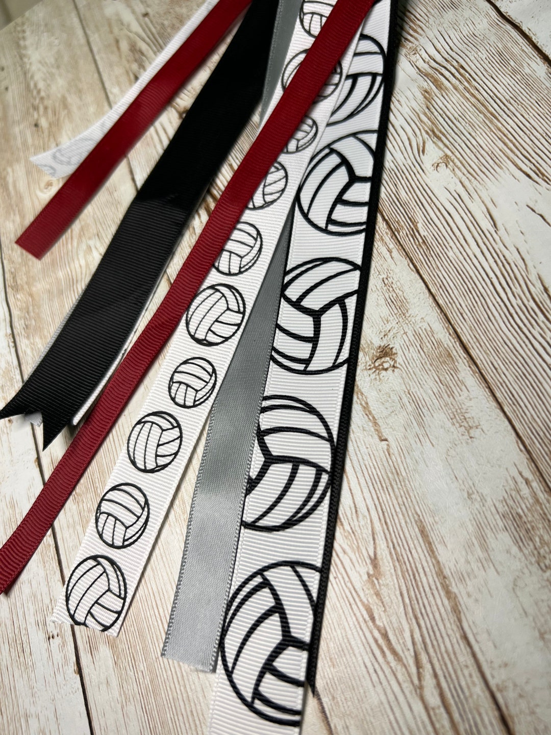 Volleyball Bow Ribbons on Elastic Hair Tie, Clip Bow, Backpack Bow