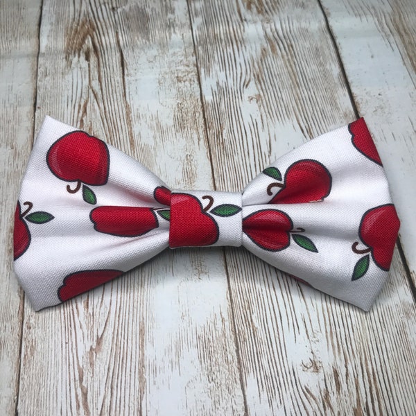 Apples Bow Tie, Adjustable Straps, Pins, Clip On or Collar Pet Bow Ties for  ~ Sweet Apple Gift, Great Gift for Teachers on the First Day