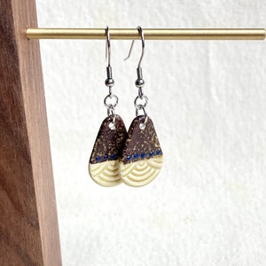 Hand-painted Teardrop Ceramic Earrings, clay jewelry, hypoallergenic, art nouveau, boho dangle earrings, gifts for her, lightweight
