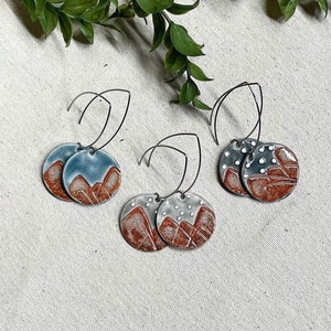 Mountain Peaks Dangle Earrings, clay jewelry, ceramic earrings, mountain lover gifts, hypoallergenic, gifts for her, outdoorsy gifts