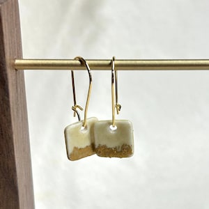 Minimal Gold Brushed Dangle Earrings, gold earrings, minimalistic, ceramic earrings, clay jewelry, hypoallergenic, gifts for her, boho