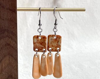Tangelo Funky Dangle Earrings, ceramics, clay jewelry, hypoallergenic, lightweight earrings, statement accessories, boho jewelry, gifts