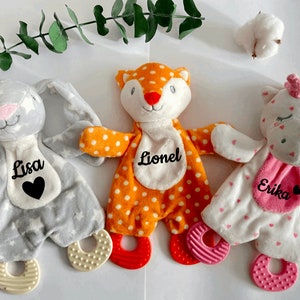 Knistertuch Schmusetuch Babyspieltuch Motoriktuch "made with Love" rosa mit Name Knistertuch Schmusetuch Babyspieltuch Motoriktuch "made with Love" rosa mit Name
